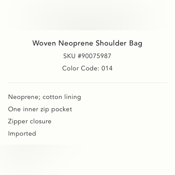 NWT new Anthropologie woven neoprene shoulder bag zip neutral beige nylon - Picture 4 of 17